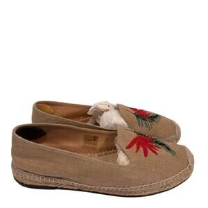 CASTANER SHOES BEIGE GREEN WOMEN FLAT ESPADRILLE SLIP ONS SIZE 40 OR 9 NO BOX